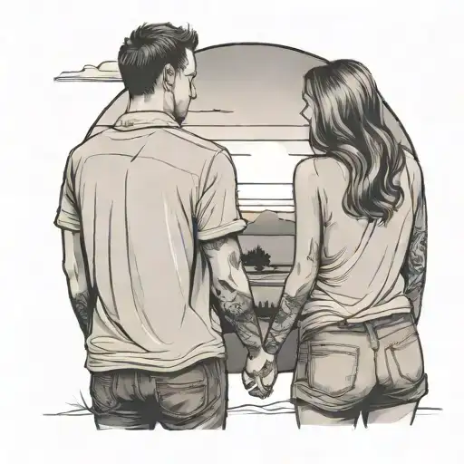 Guy And Girl Facing Away Too A Sunset