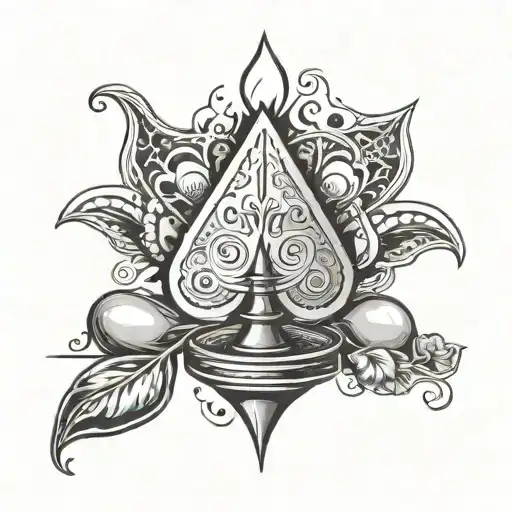 Diya Lamp With Ace Of Spades Card