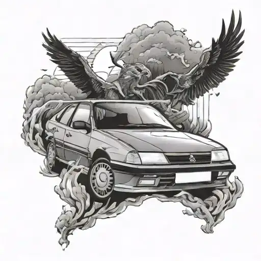 Create A Realistic Peugeot 405 Car Driving Through A Dark And Stormy Night