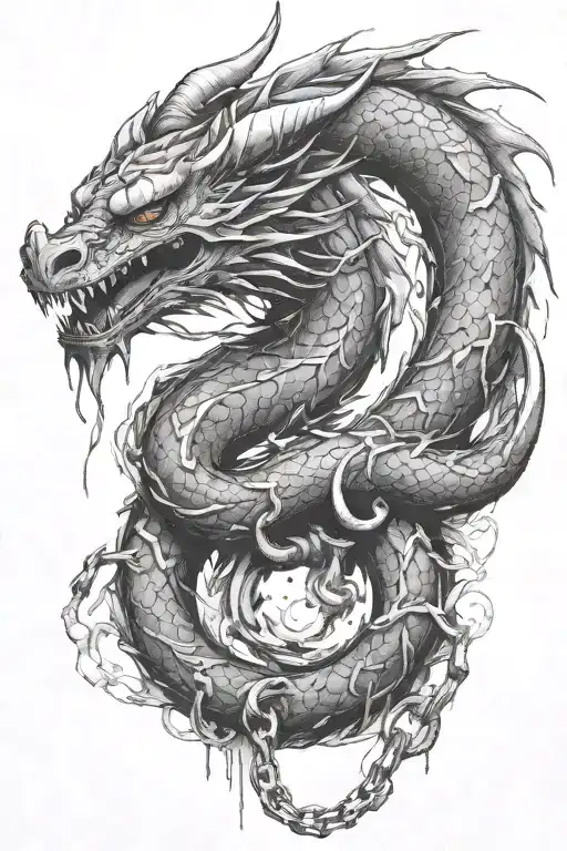 Dragon Chained With Tears Falling