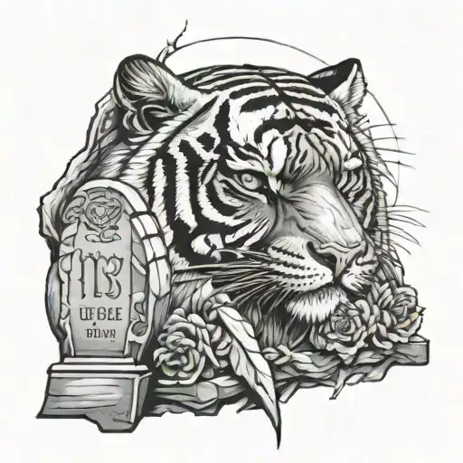 Arm Tattoo Tiger Face Eye Scar With Grave Stones And Grim Reaper Under It