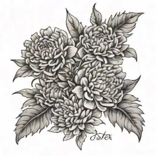 Aster And Marigold Flowers With Kids Names Written