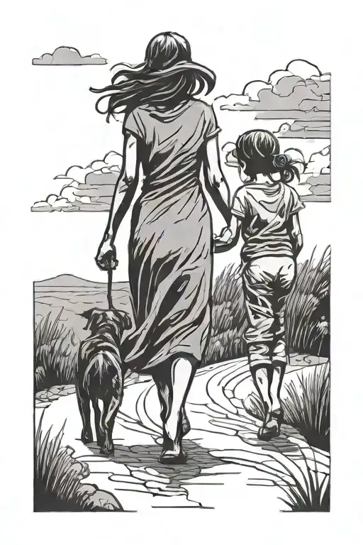 Mother Daughter Shadow Walking