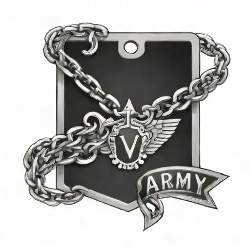 Army Chain Dog Tag That Says The Word V