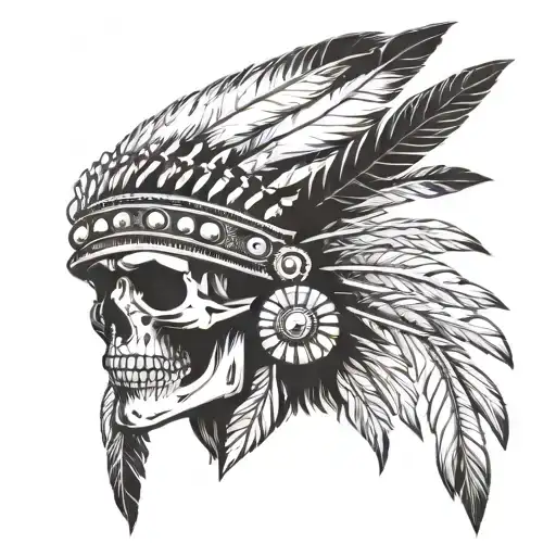 Skull Wearing Native American Headress