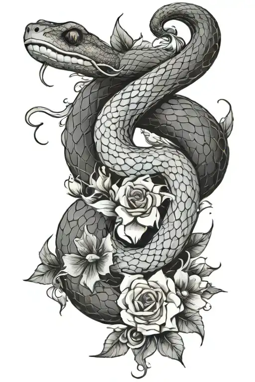 Fantasy Snake As Number 6 Shaped And Some Of Flowers