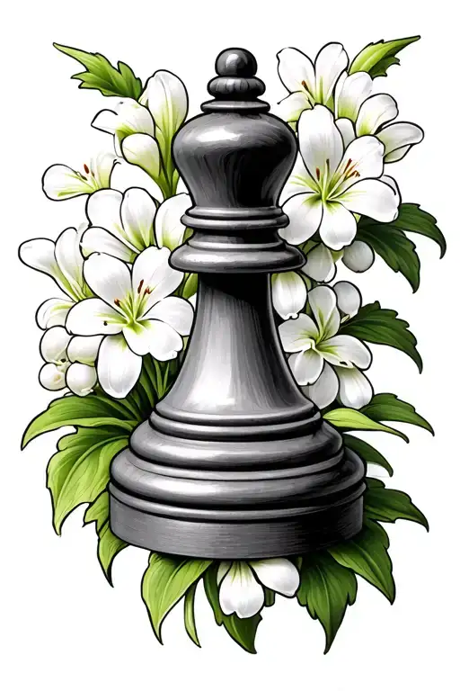 A Chess Piece Surrounded By Lilly Of The Valley Flower