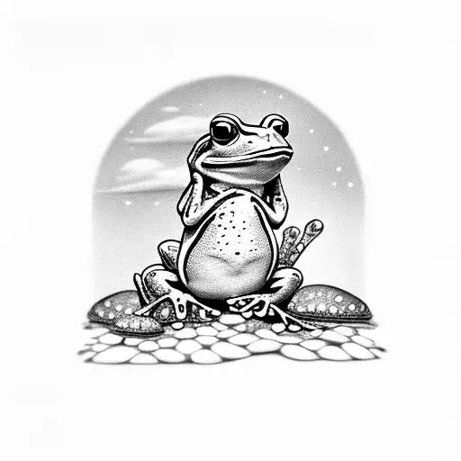 Cute Frog With Mushroom Forest Growing On Its Back