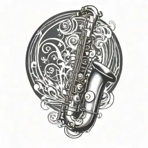 Incorporate Musical Notes Forming A Saxophone Shape