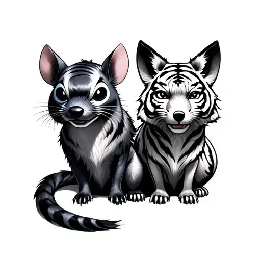 4 Heroes Stich Rat Tiger And Fox In The Japanese Style Of Realism