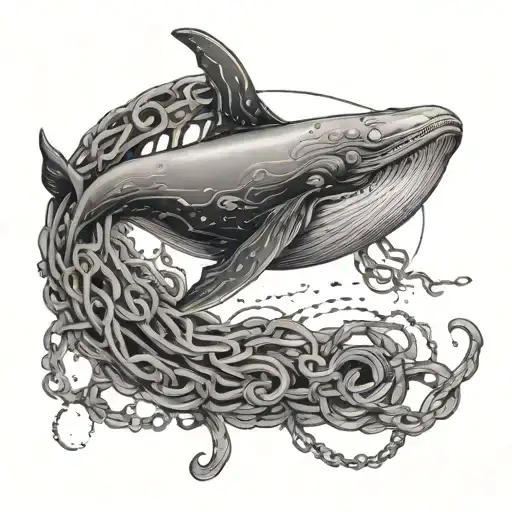 A Celestial Whale Swimming Through A Galaxy Made Of Chains