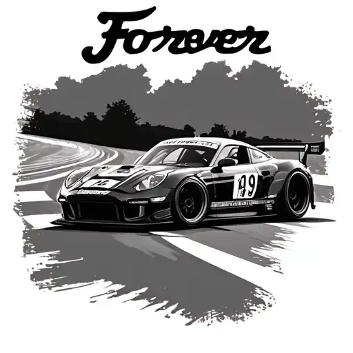 Forever 19 Written With Picture Of Race Car And Race Track