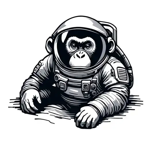 Simple Monkey In A Space Suit In Traditional American Style
