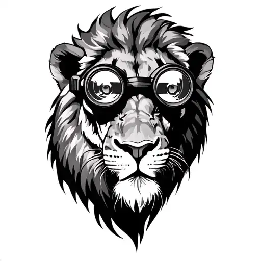 Lion Wearing Night Vision Goggles