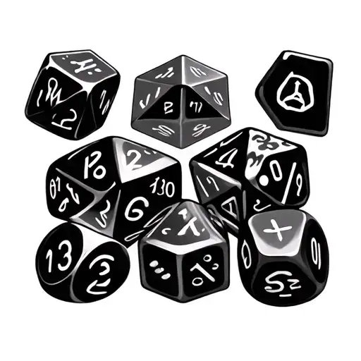 Symmetrical Dnd 7 Dice Tattoo Design