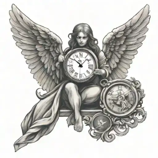 Arch Angel Holding A Clock