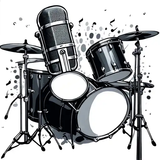 Music Drum Bass Microphone Surrounded