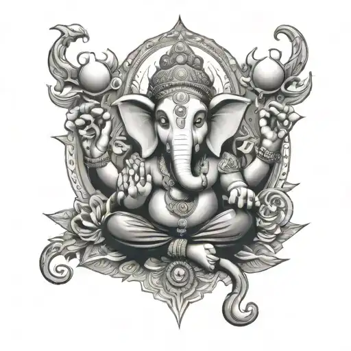 Hindu Ganesha Meditating Skulls Surrounded