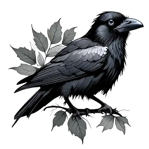 Raven With Leaf