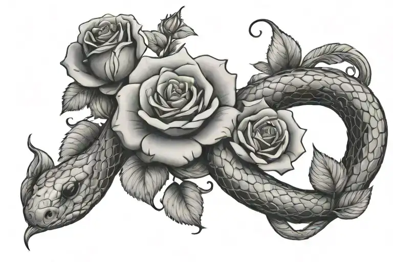 Snake And Roses Intertwined Wraparound Thigh