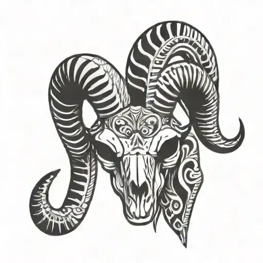 Simple Tribal Ram Skull