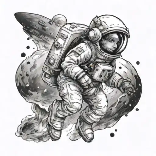 Baby Astronaut Floating In Space