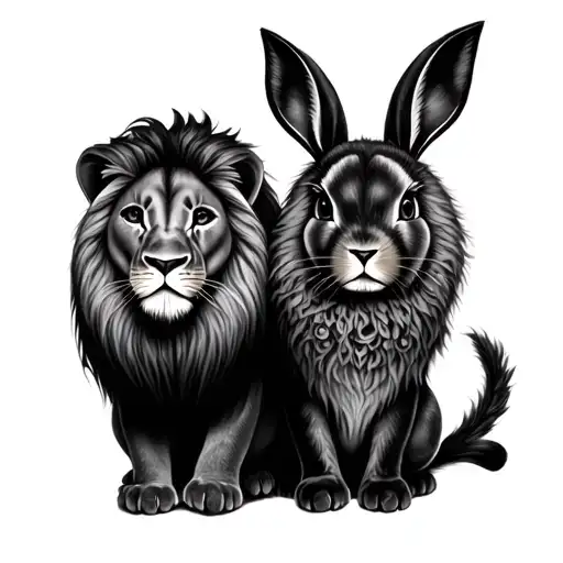 Lion And Bunny Twin Girls