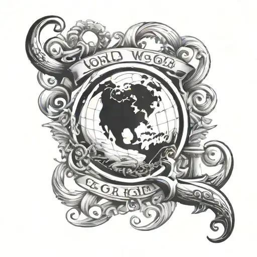 World Gol And Hear And Flight And Anchor Tatoo To Neck