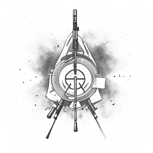 Sniper Rifle With Tea As Flag Background