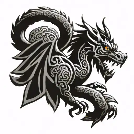Aztec And Celtic Dragon