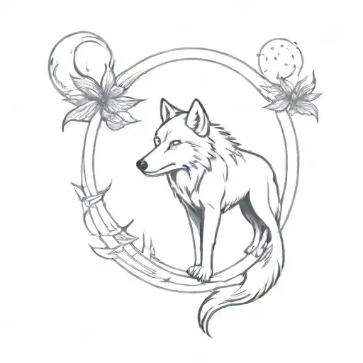 Music Surrounding Angry Wolf Howling At The Moon