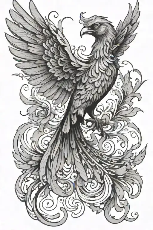 Phoenix In Flight Surrounded By Lace