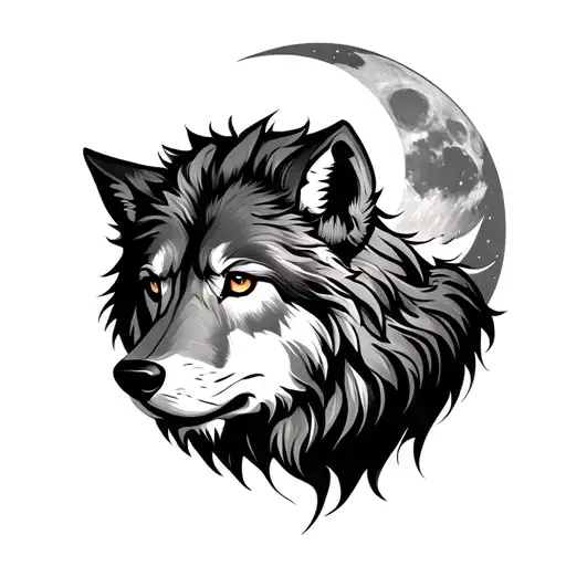 Wolf And Moon Lion