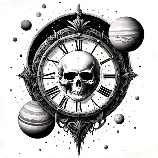 Veghvezir Skull Clock Also Vinci Cosmos With Planets