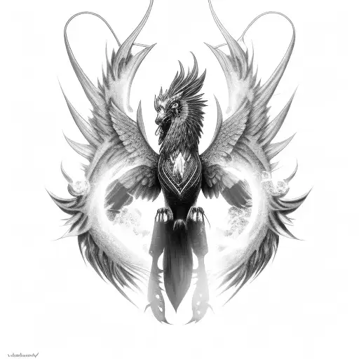 Black Pegasus With Long Wings And Flames