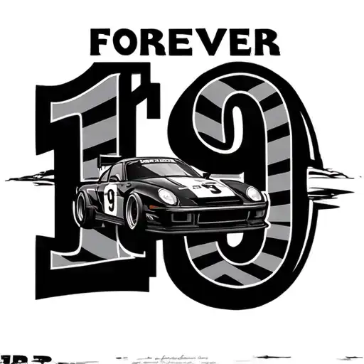 Forever 19 Written With Picture Of Race Car And Race Track