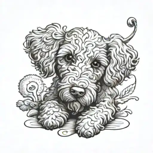 Black Golden Doodle With Name Rugsby And Tooth Fairy