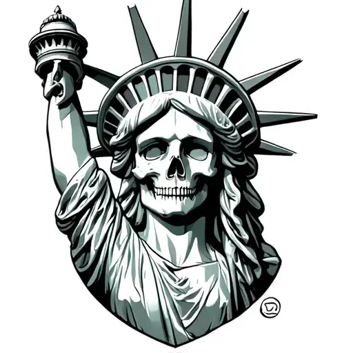 Statue Of Liberty With A Skull Face