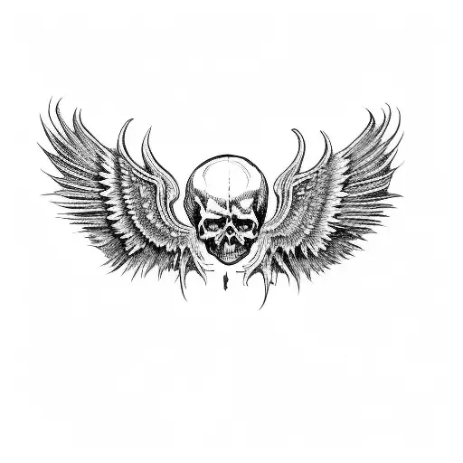 A Gothic Skull With Wings And Fangs