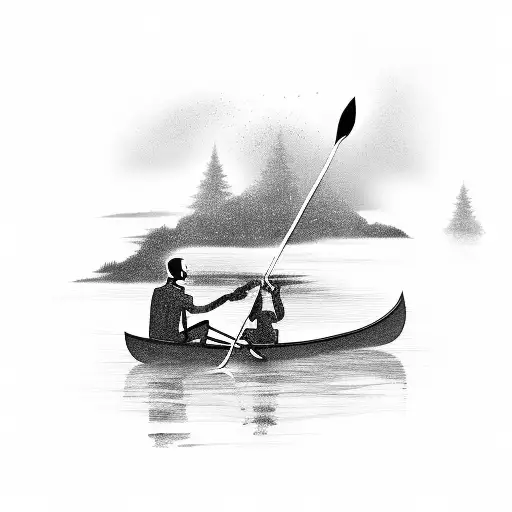 Man And His Dog On Canoe