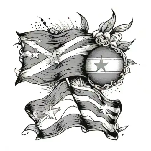 Brazilian Flag And Cuban Flag Mixed