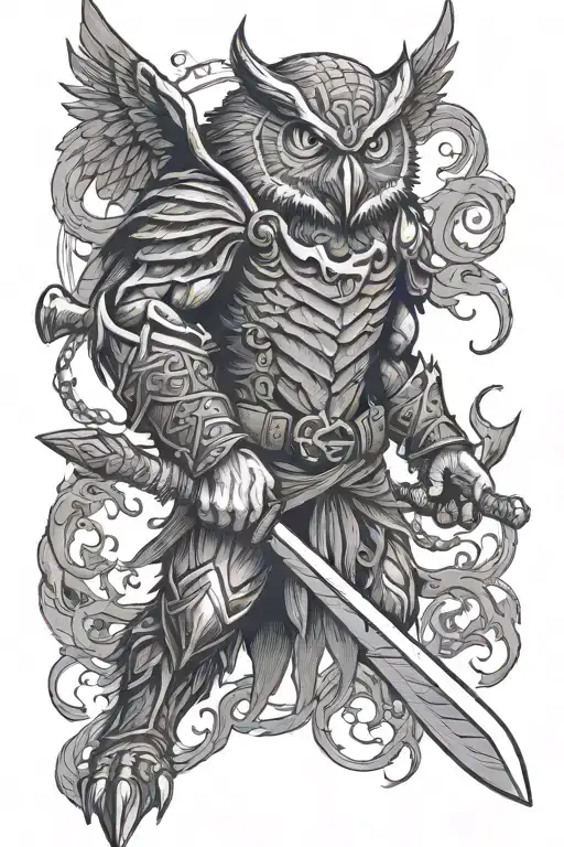 Human Owl Warrior Wielding Axe Inspired By Venom