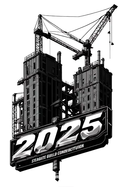 Metal Building Guild Signs With The Year 2025 And Steel Construction Construction In The Background