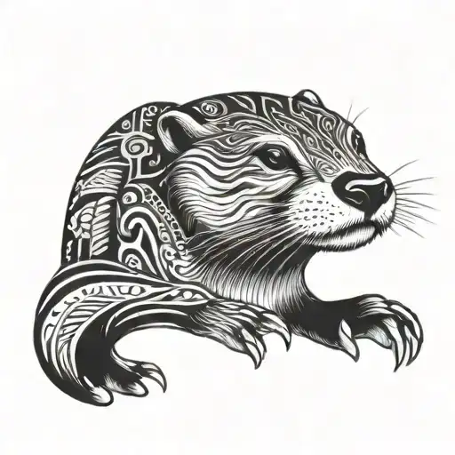 Otter With Native Designs In Body For Forearm