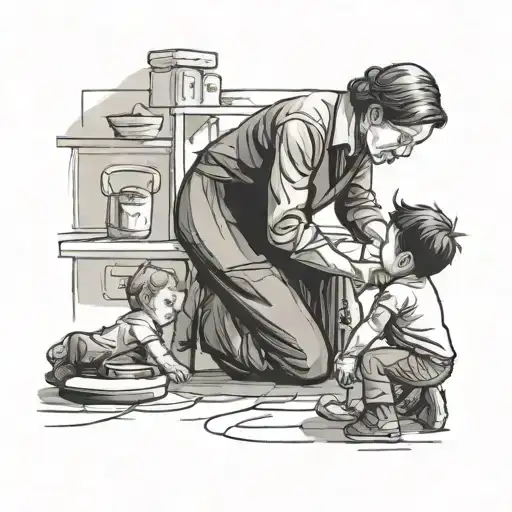 Mother Helping Disable Son Stand