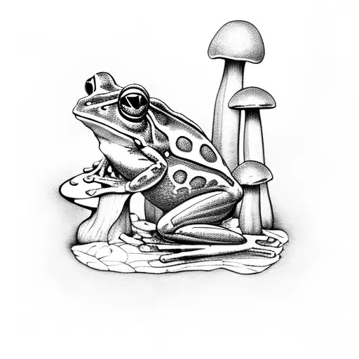 Frog With Mushroom Garden On Back