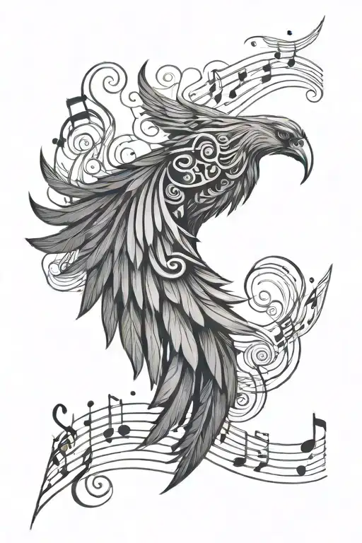Dark Wing With Music Note Intertwined