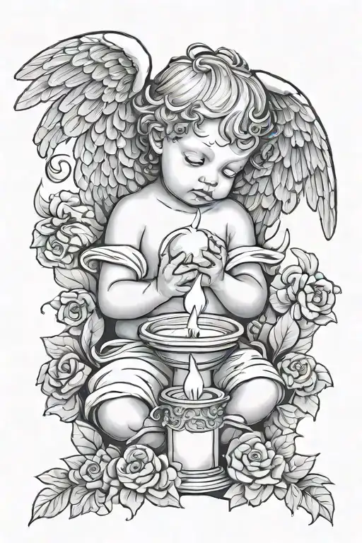 Candle Smoke And Baby Angel Filingree