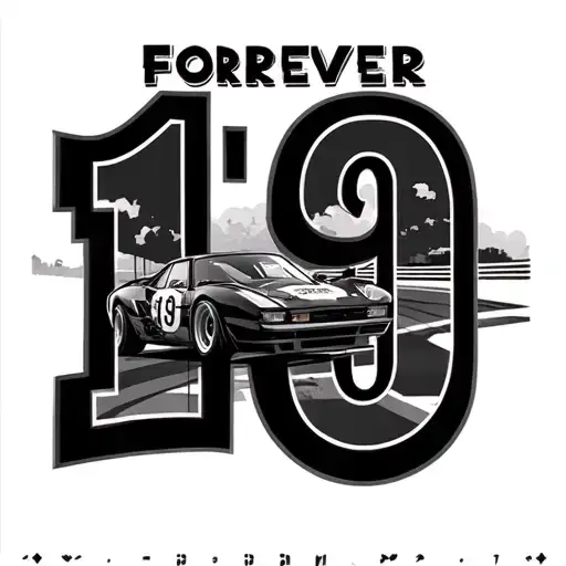 Forever 19 Written With Picture Of Race Car And Race Track