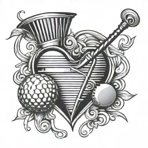 Heart With Golf Club And Martini Glass